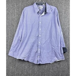 Nick Graham Everywhere Shirt 2XL Blue Geometric Stretch Modern Fit PolkaDot Cuff